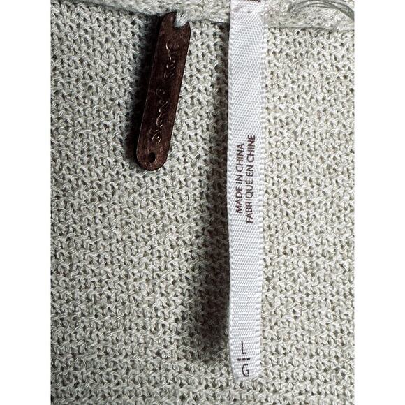 Free People Ivory Cross Neckline Side Slit Long Sleeve Knit Tunic Sweater Size L - Picture 7 of 8